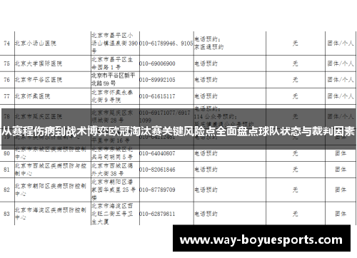 从赛程伤病到战术博弈欧冠淘汰赛关键风险点全面盘点球队状态与裁判因素